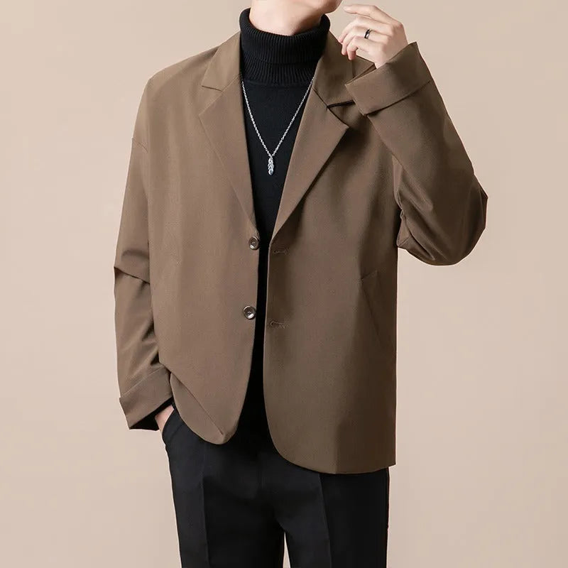 Men's loose fit casual jacket in polyester blend fabric available in four colours