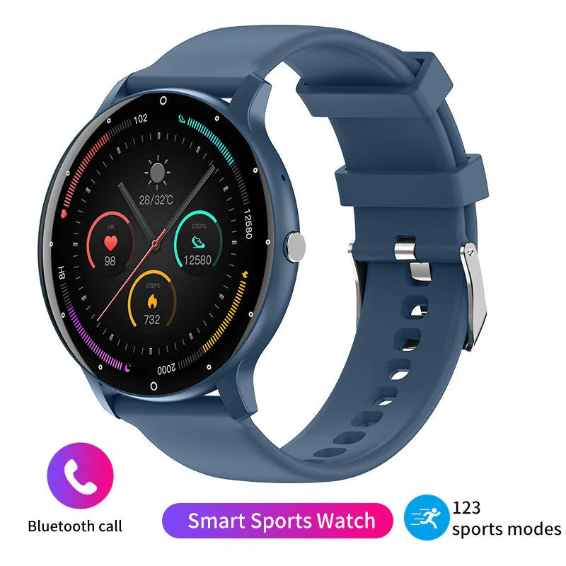 Call ZL02PRO Smart Watch in black with AMOLED screen showing heart rate data, wrist wearing pose