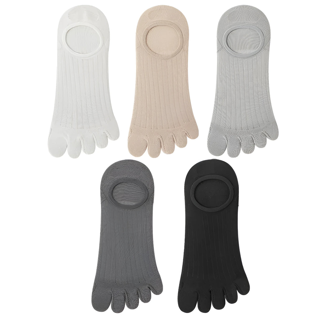 Men's five-finger boneless invisible socks in modal fabric showing antibacterial and moisture-wicking properties