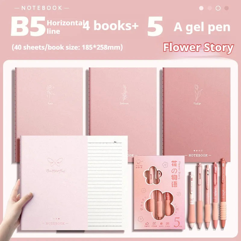 Pack of four gradient colour creative trend notebooks with 60 sheets of 75g wood-free paper each