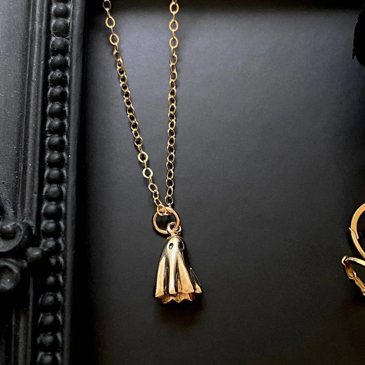 Ghost pendant necklace with titanium steel pendant on stainless steel twisted chain, available in three chain styles