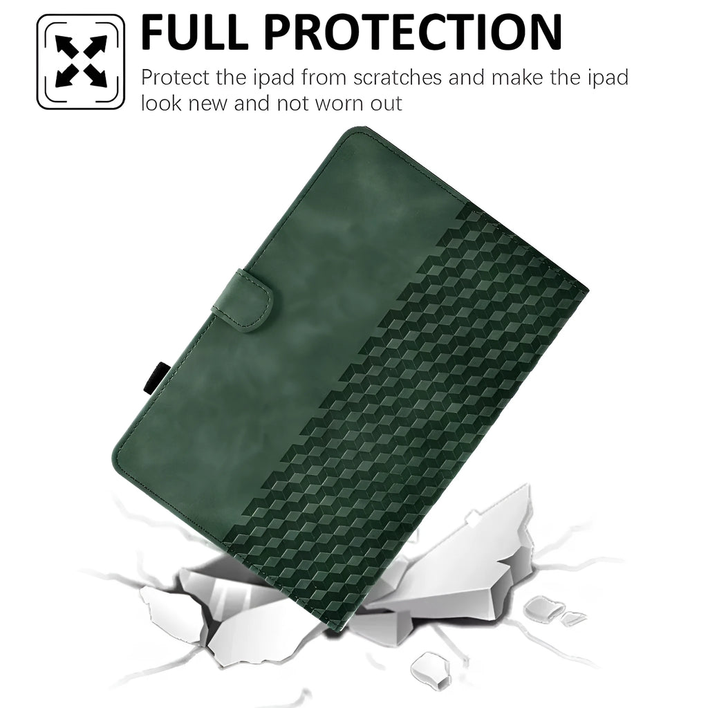 Leather iPad case with card holder for iPad Pro 11 and iPad Air 11 in diamond embossed pattern