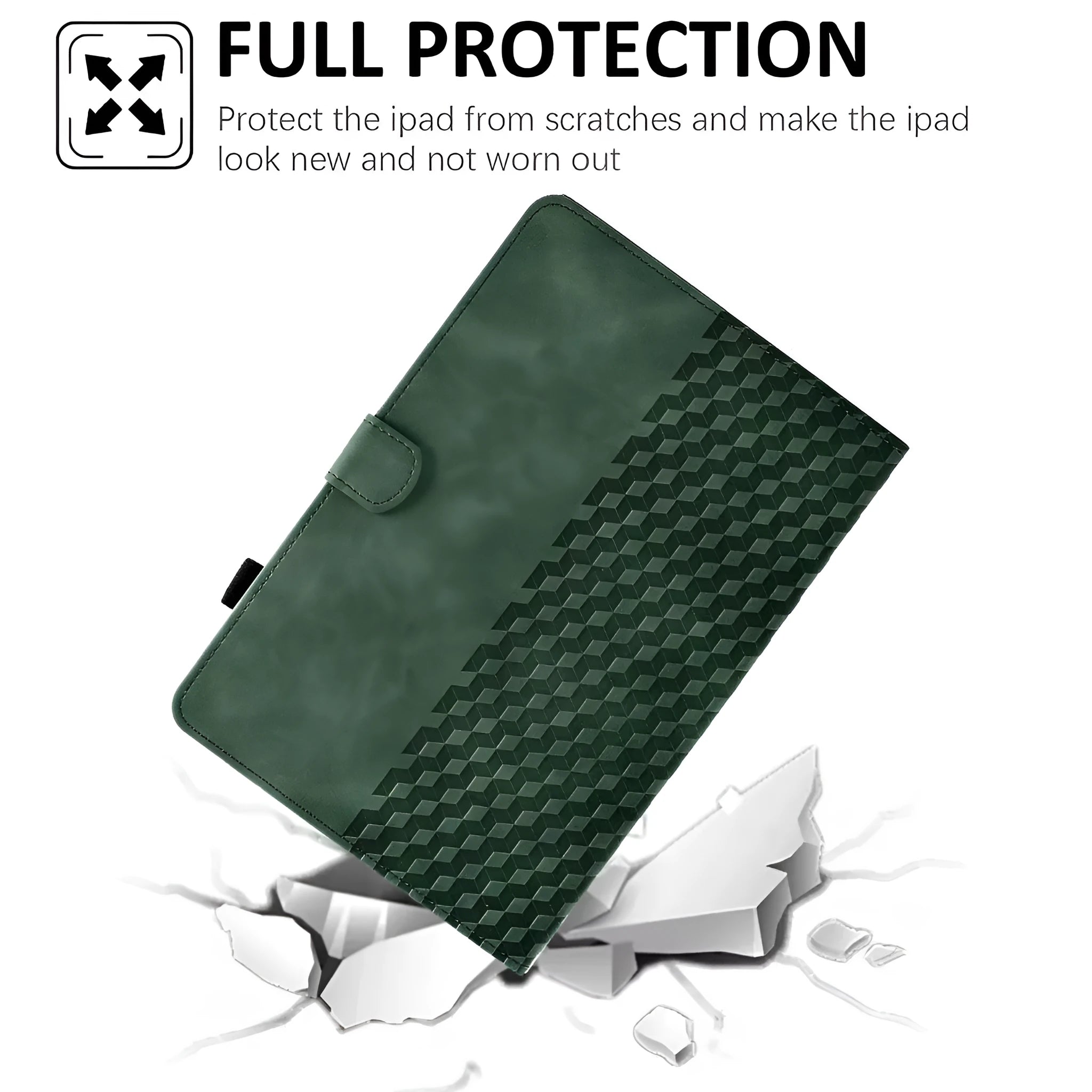 Leather iPad case with card holder for iPad Pro 11 and iPad Air 11 in diamond embossed pattern