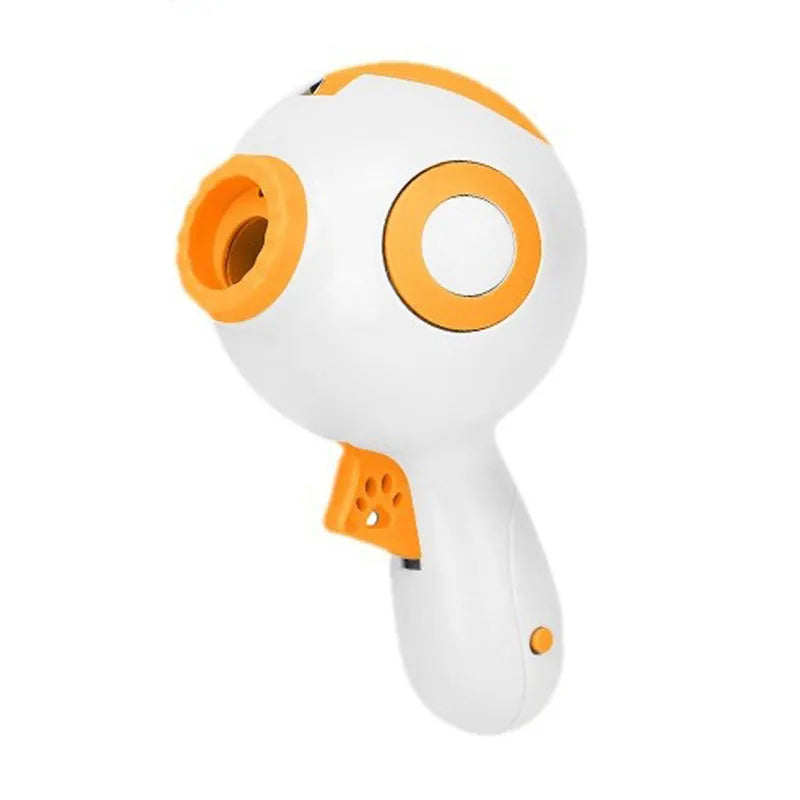 Green dog treat launcher toy for interactive pet play and remote feeding
