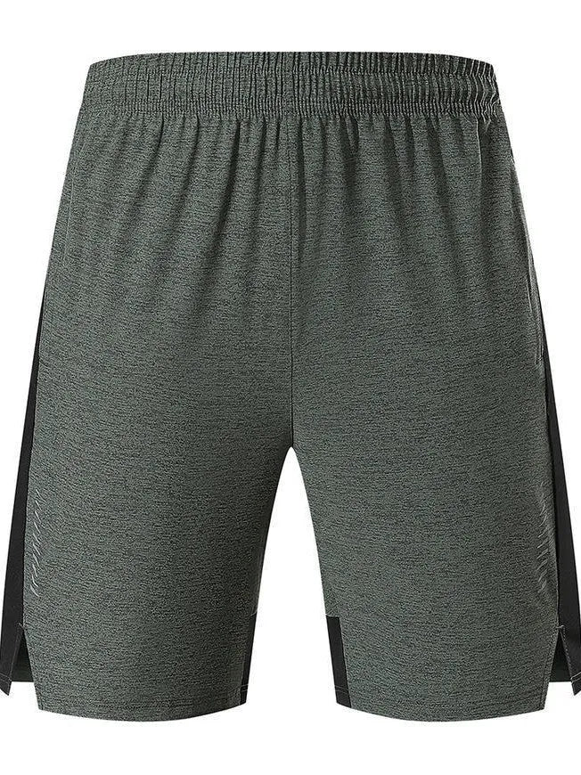 Men's forest green spandex shorts with a five-point single layer design and mid waist