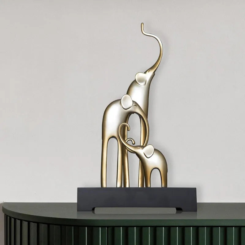 European style decorative elephant ornament in resin, available in bright gold, rose gold, silver, or retro colour.