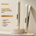 LCD screen hair straightener with multi-gear control in Almond White, Glory Black, or Olive Green colour.