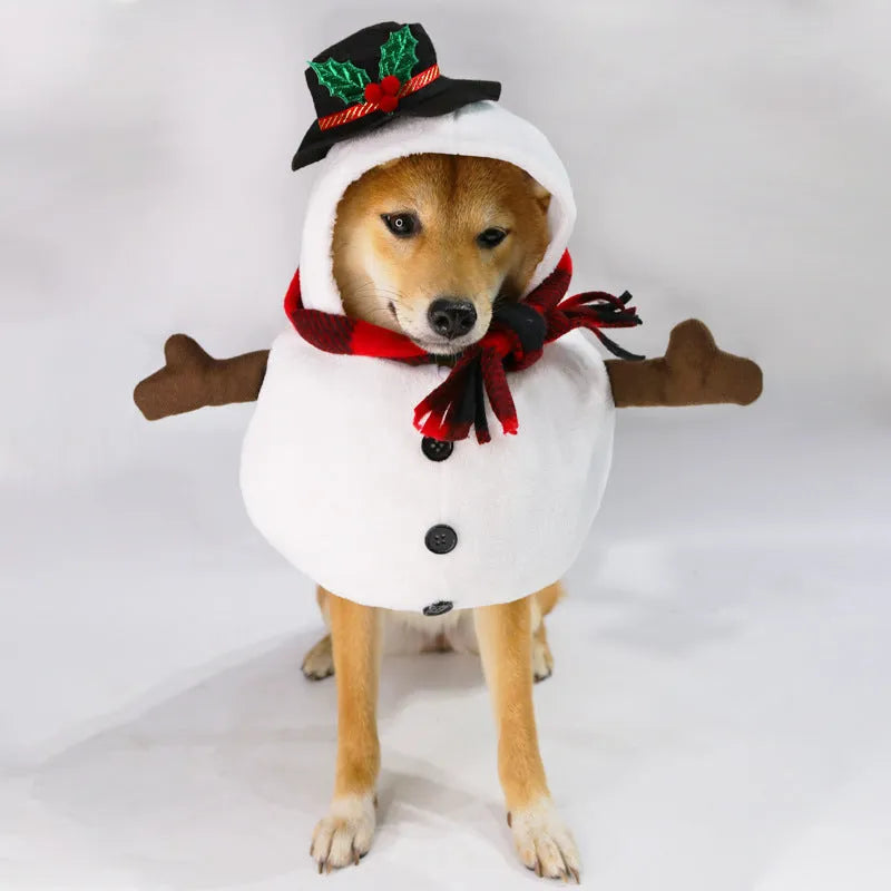 Christmas snowman costume outfit for dogs and cats in polyester material