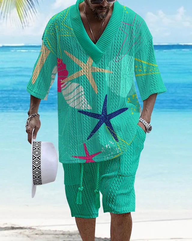 Loose casual short sleeve suit with matching shorts in various colour options