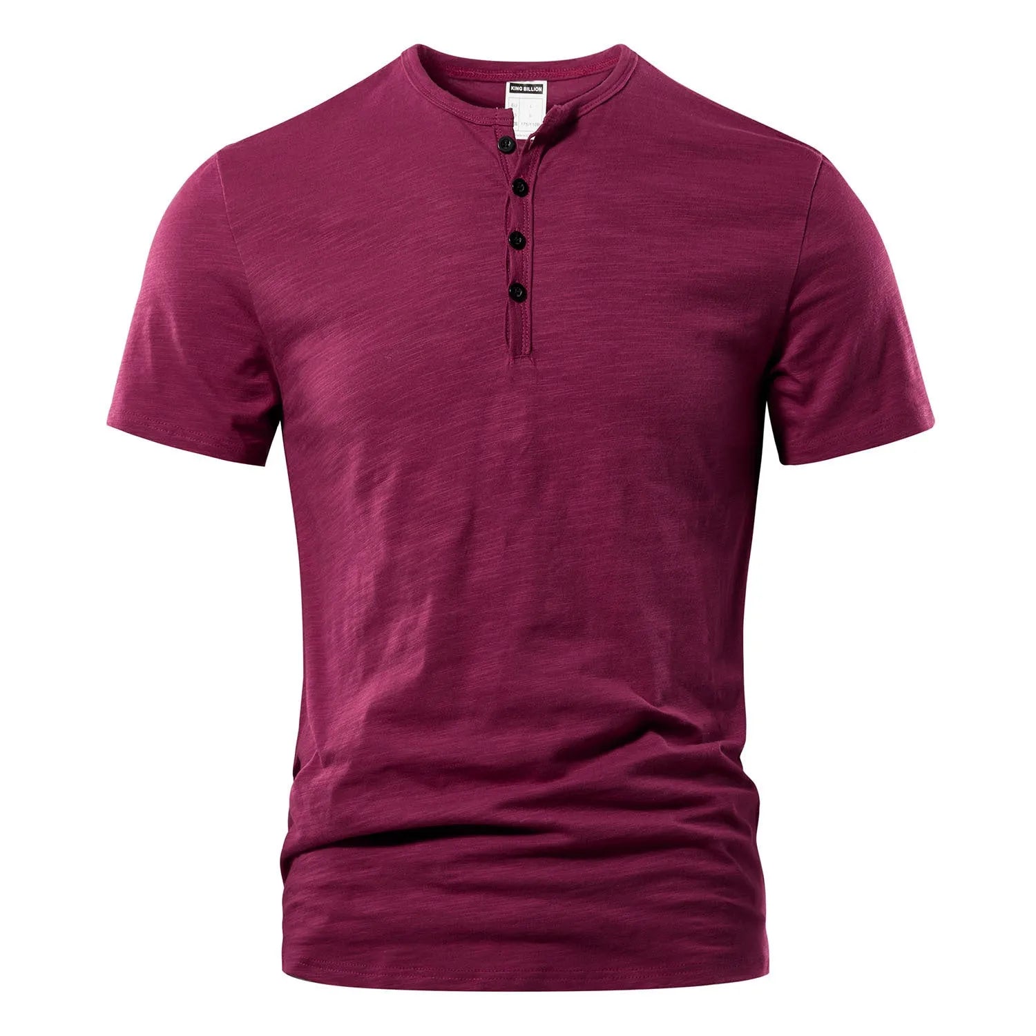 Men's solid colour slub cotton short sleeve T-shirt in British style pullover design.