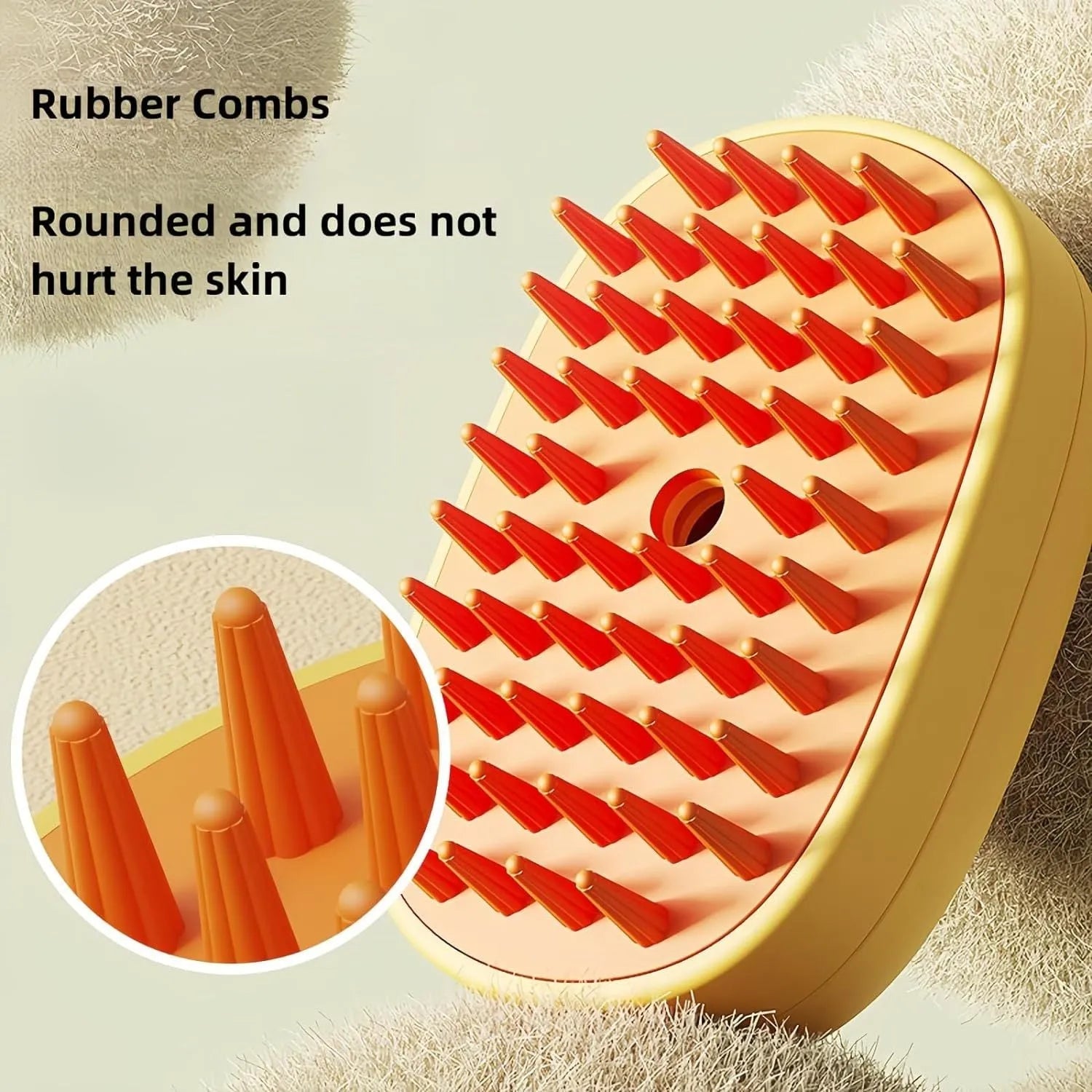 White rechargeable pet steam brush with water tank for cat and dog grooming