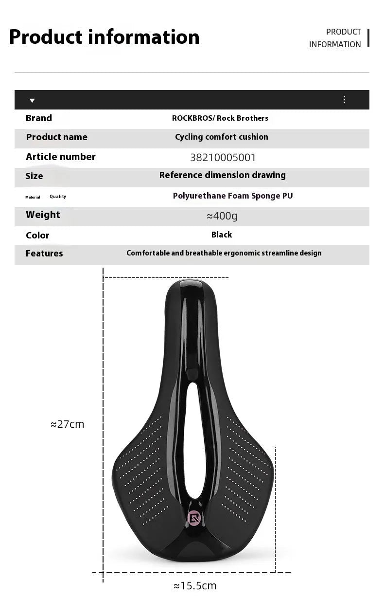 Medium size mountain bike seat cushion in black or pink colour options on bicycle saddle