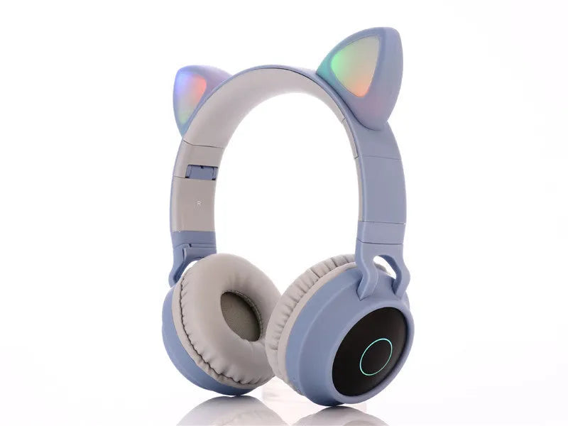 Cartoon cat ears wireless Bluetooth gaming headset in various colours with head-mounted design