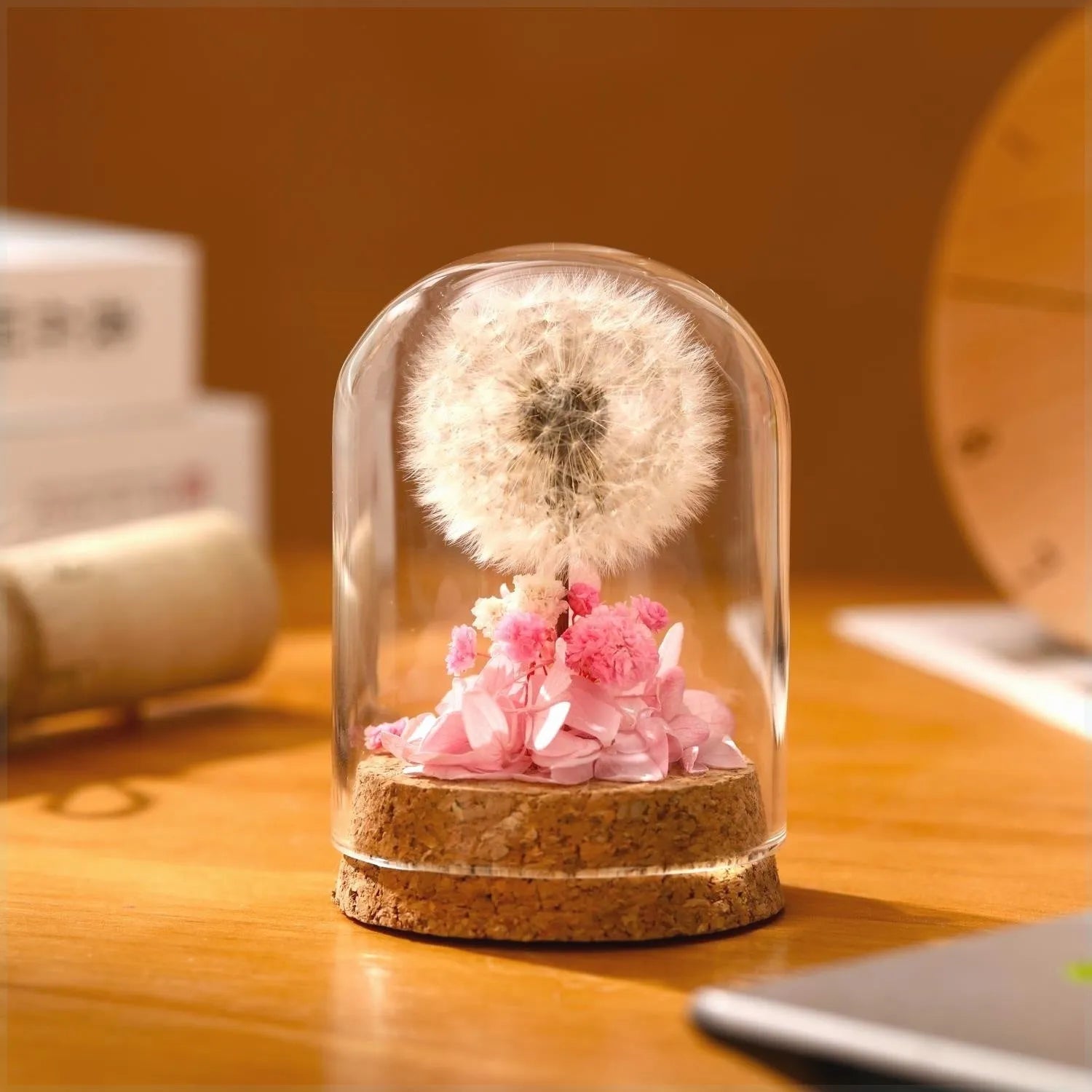 Dandelion-shaped glass night light ornament with gradient colour effects, 20cm diameter