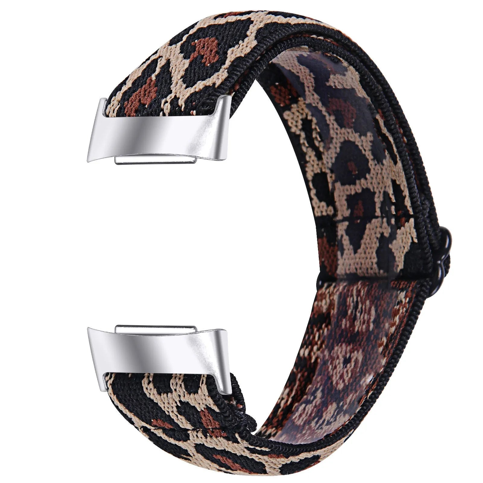 Printed elastic replacement watch strap for Fitbit Charge 6 in assorted colours on a white background