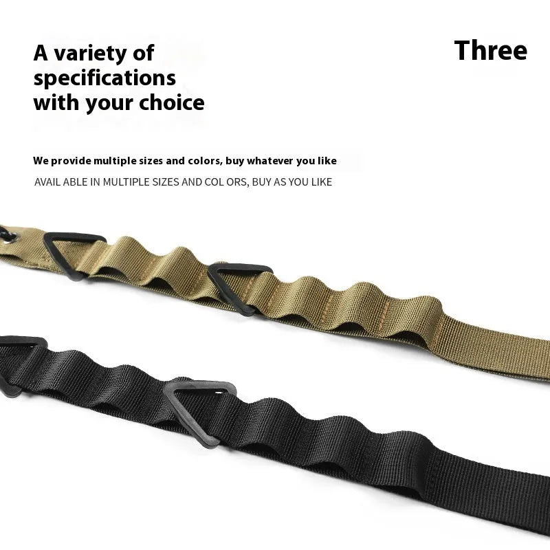 130cm long black outdoor hanging rope clothesline and storage belt laid out flat.