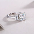 Moissanite wedding ring set with 9x9mm square stone, S925 silver platinum plated, sizes 5-9, gift box