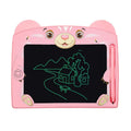 Sky blue children's LCD writing tablet with bear cartoon design showing writing area and stylus