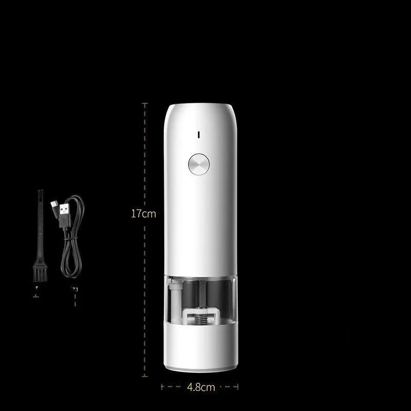 USB rechargeable electric spice grinder with clear acrylic body and ceramic mechanism