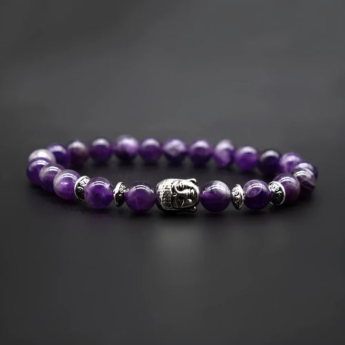 Handmade unisex bracelet with a large 19mm Buddha head bead in Tiger Eye stone.