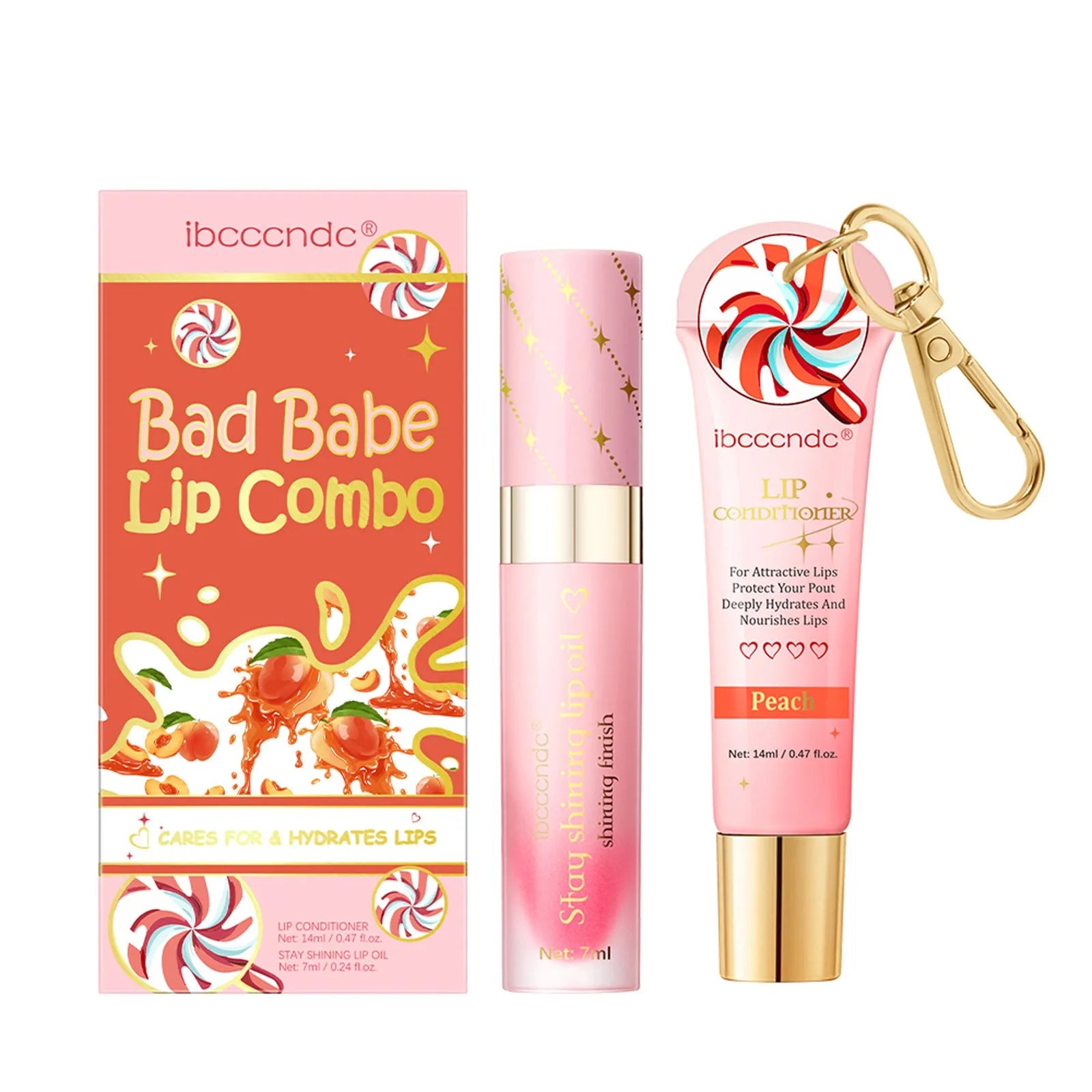 Ibcccndc peach flavour lip balm stick 14ml lasting moisturising lip care set