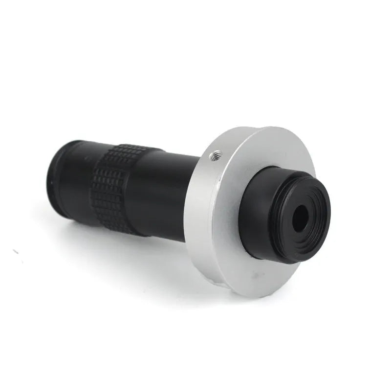 Black industrial camera monocular lens measuring 30mm diameter by 84mm length for 60-300mm working distance