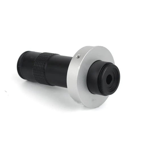 Black industrial camera monocular lens measuring 30mm diameter by 84mm length for 60-300mm working distance