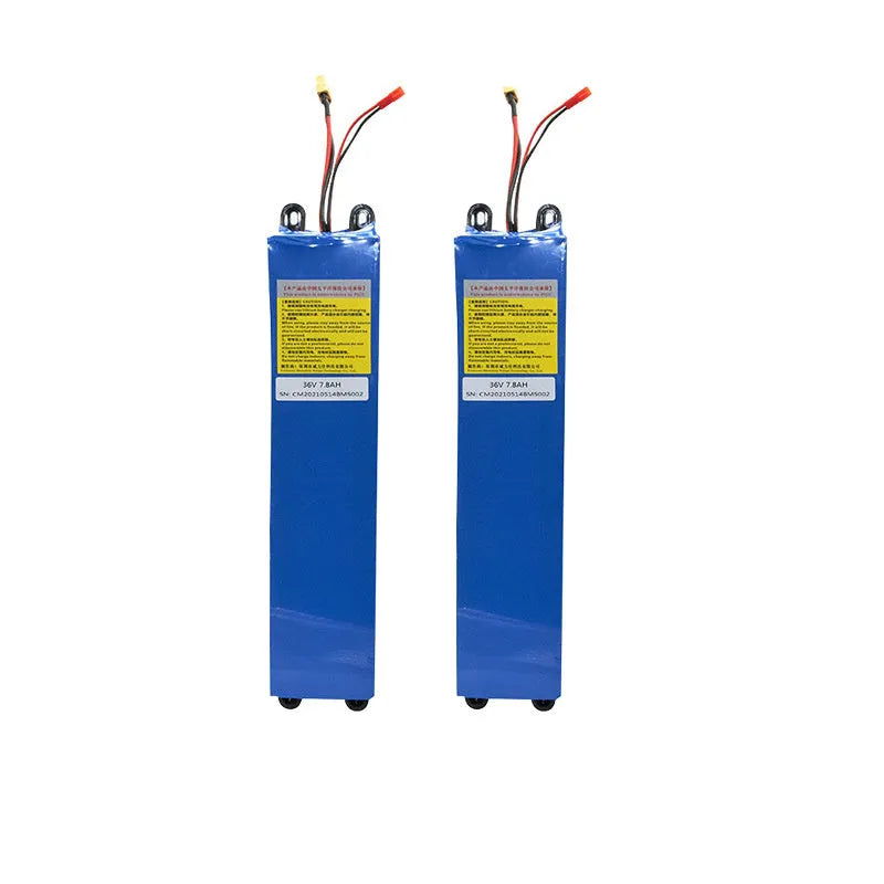 36V lithium battery pack for electric scooters with three capacity options displayed