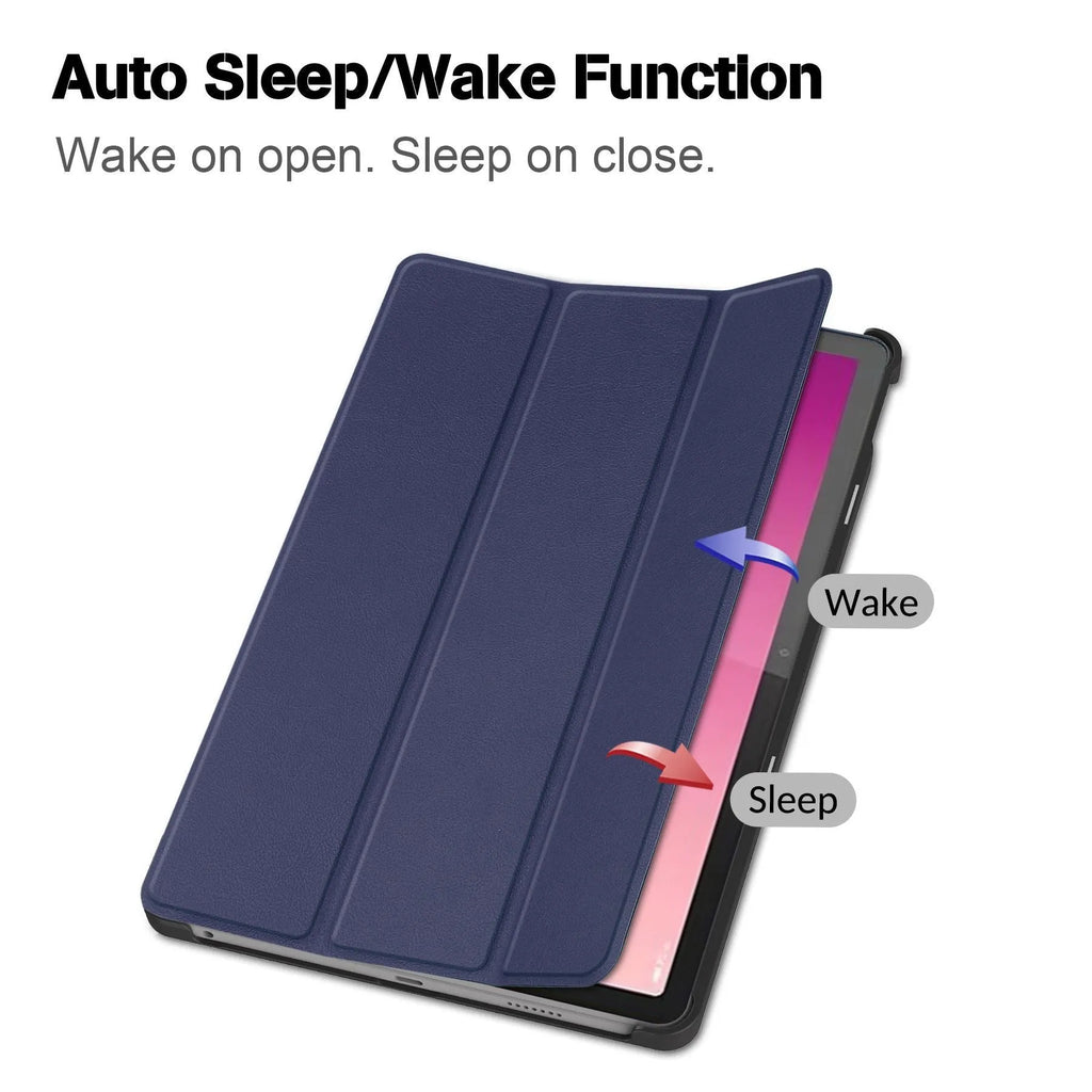 Lenovo Tab P12 protective case in apricot colour with a 3-fold stand open, showing the magnetic closure.