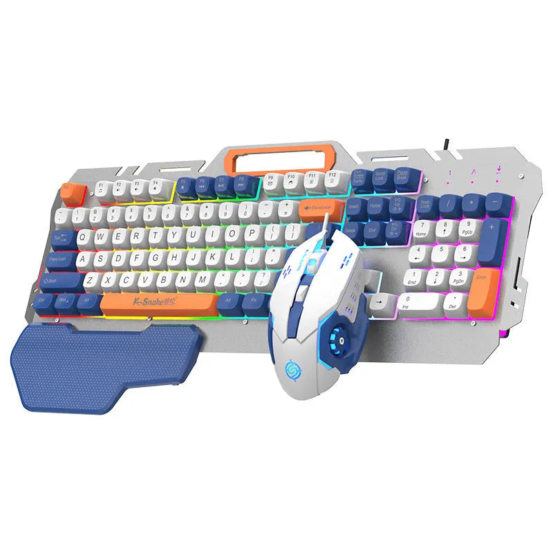 Blue wired gaming keyboard and mouse bundle with backlight and 1.5 metre USB cable