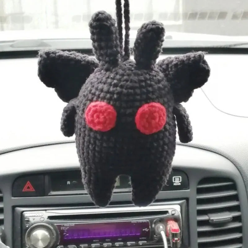 Polyester plush hand-woven cartoon automobile hanging ornament showing Halloween bat and ghost designs.