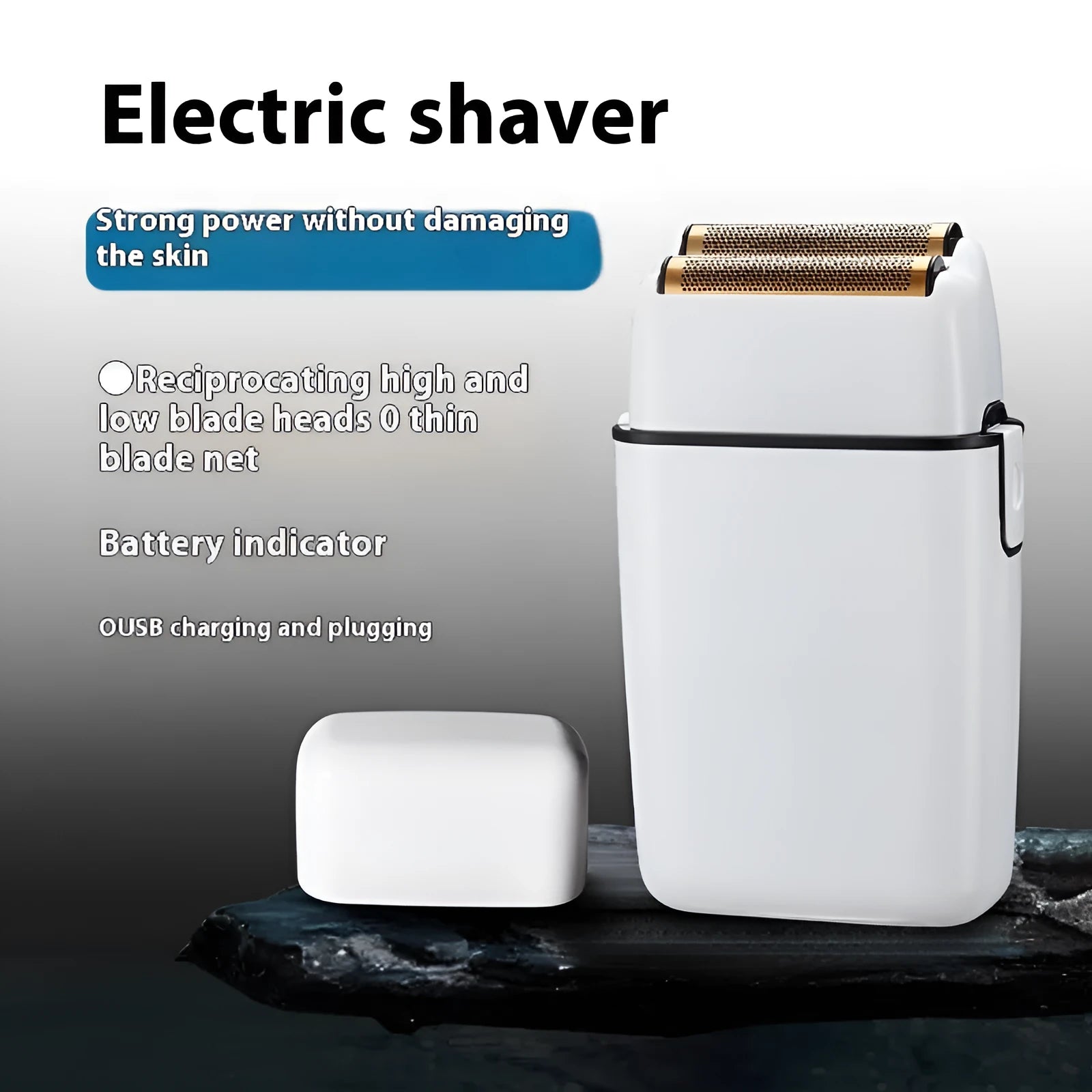 Electric shaver duplex blade net rechargeable floating cutter head 240-minute battery life low noise black B164