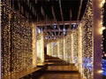 3 x 3 m LED curtain string lights with 300 lights, IP44, PVC shell, flower shape, in white, blue or colourful