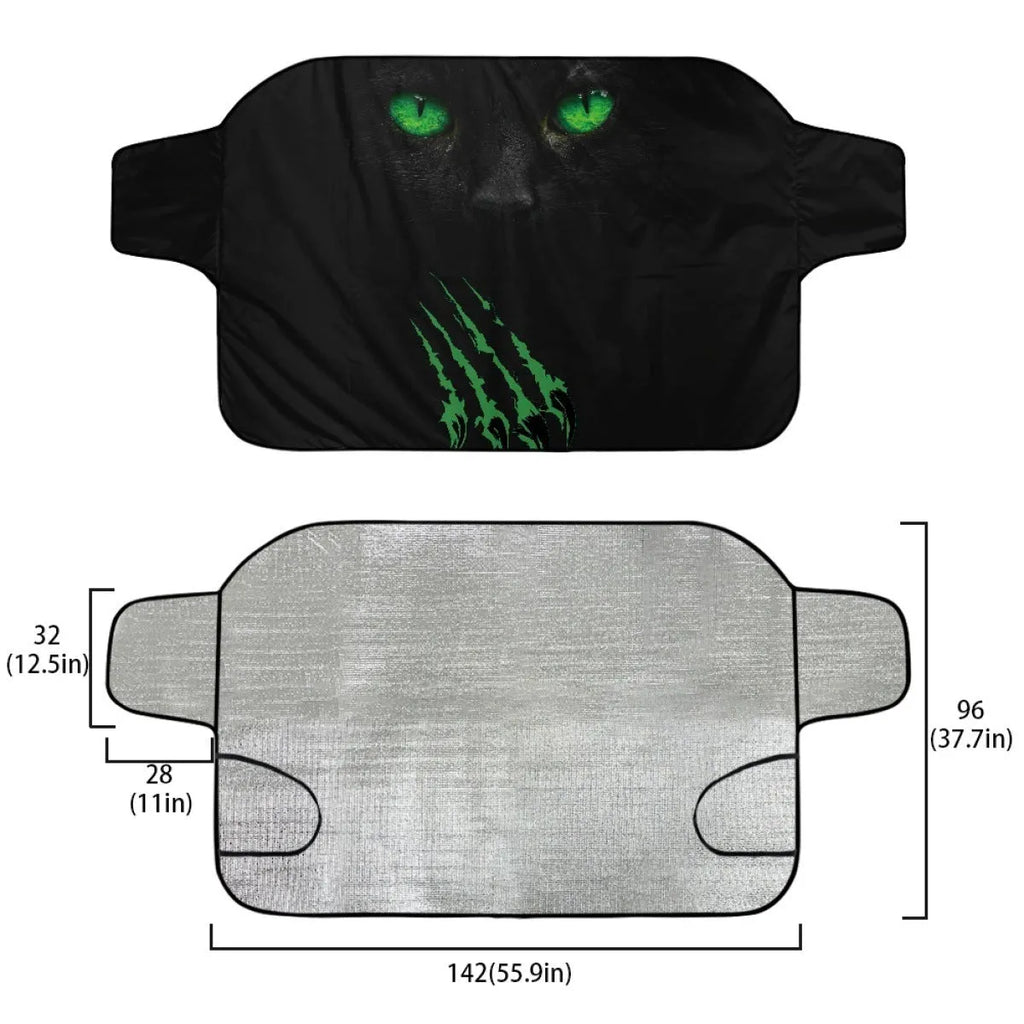 Car snow protection front gear cover made of aluminium foam polyester fabric, size 130cm by 70cm.