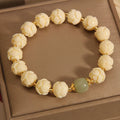 Buxus microphylla lotus bead bracelet for women with Hetian jade and flower-shaped simple design