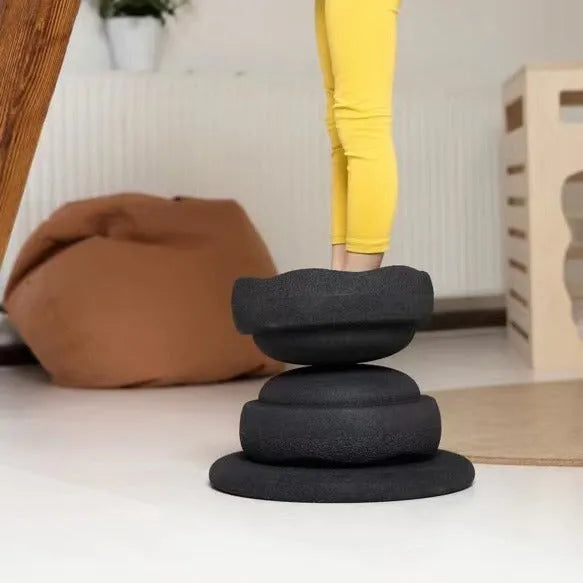 Plastic wood-grain surf balance board for a child aged 4-6 years.