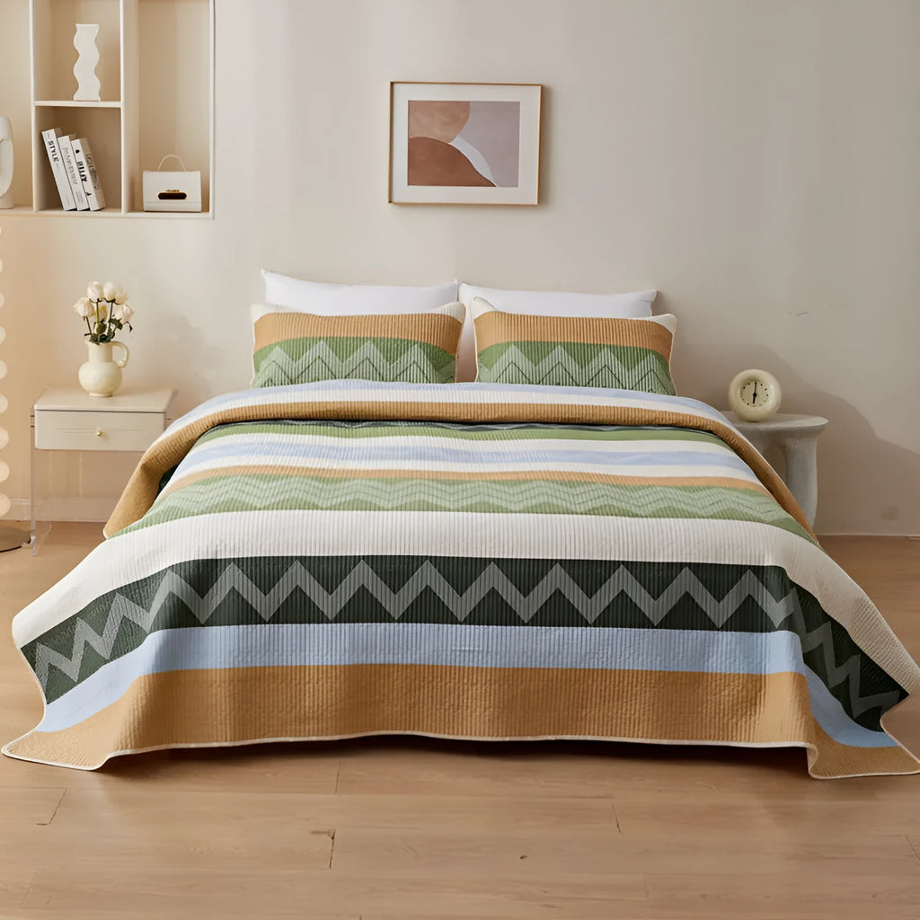 Pure cotton printed bed sheet set in bedspread style for 2.2 metre beds