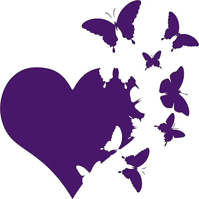 Square butterfly car decoration sticker measuring 15cm, available in six colours