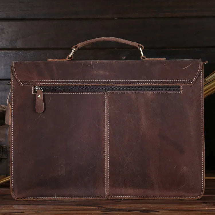 Small yellow brown genuine leather men's shoulder messenger bag with nylon lining
