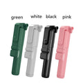 Aluminium alloy Bluetooth selfie stick with tripod base, fill light, and 360-degree rotating phone holder in black colour