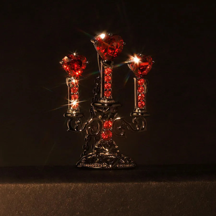 Retro candlestick pendant necklace with cross chain design in gothic style