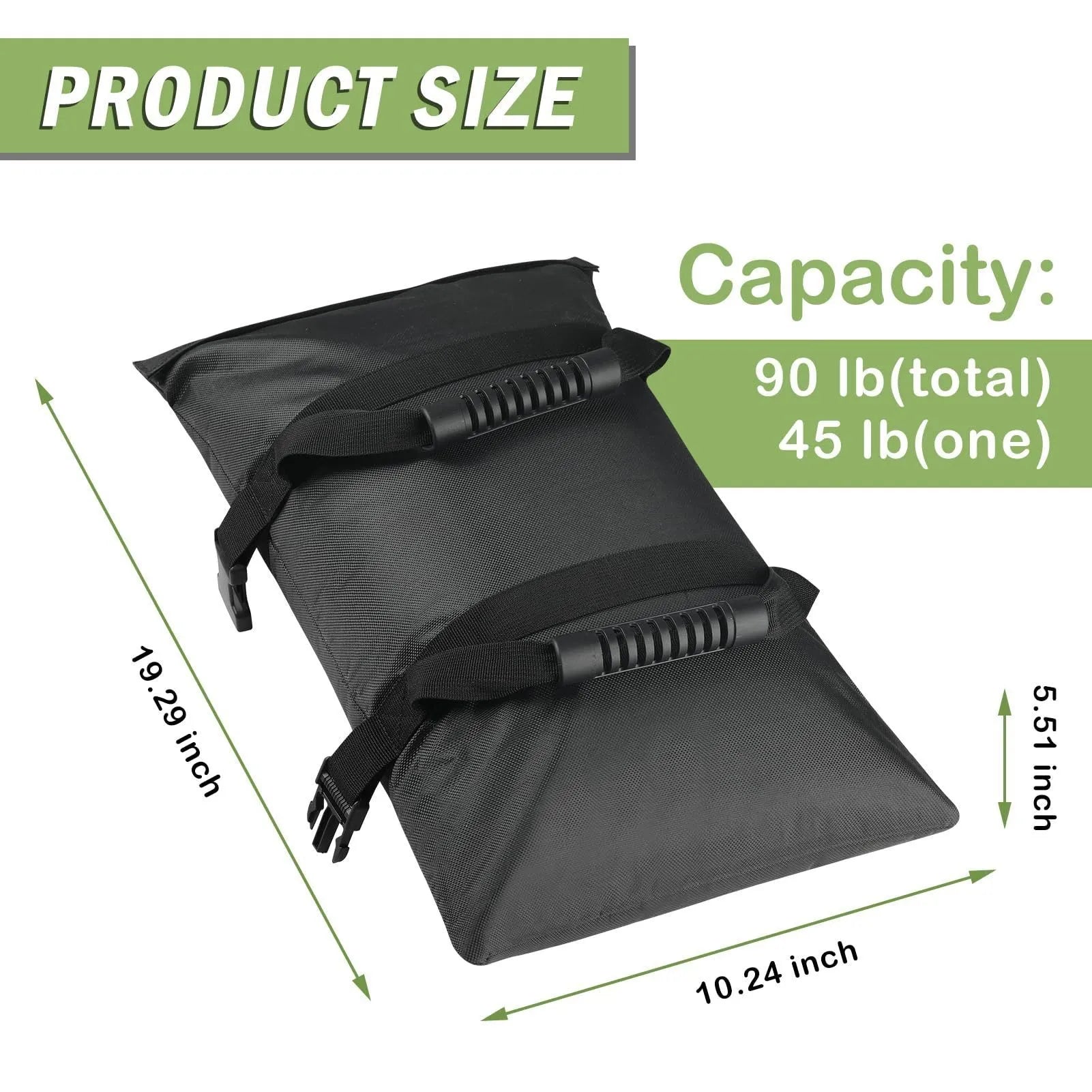 Black Oxford cloth cube-style refillable counterweight sandbag for outdoor cantilever umbrella, large size 65x26cm