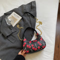 Autumn printed fashion underarm tote bag in beige with stitching details and double shoulder straps