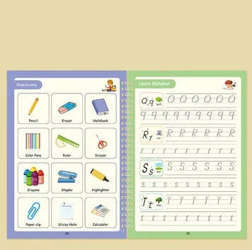 English children's groove magic handwriting practice copybook set with pen and refills.