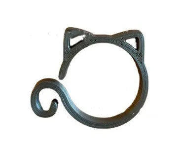 Small cat-shaped plastic clip for gardening in red, yellow, green, and white colours