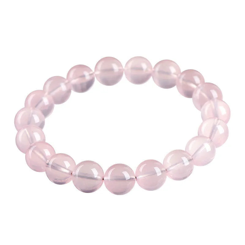 Natural starlight crystal round beads women's bracelet with polished pink crystal in multiple size options