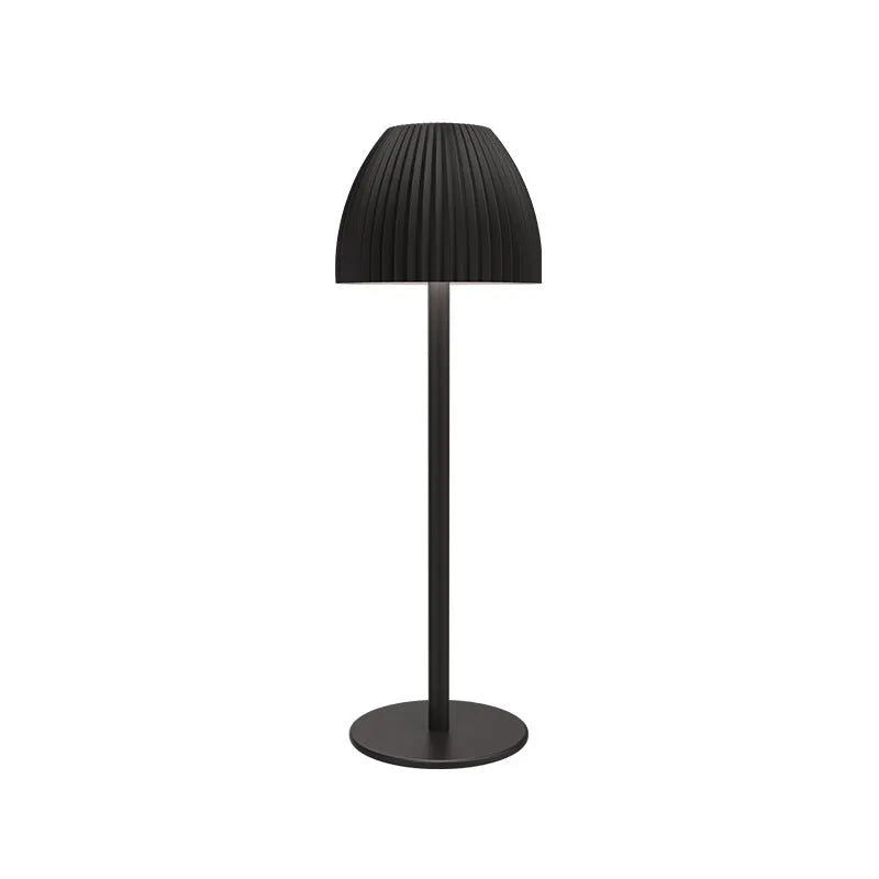 Modern dimmable night lamp with circular base in black or white colour options