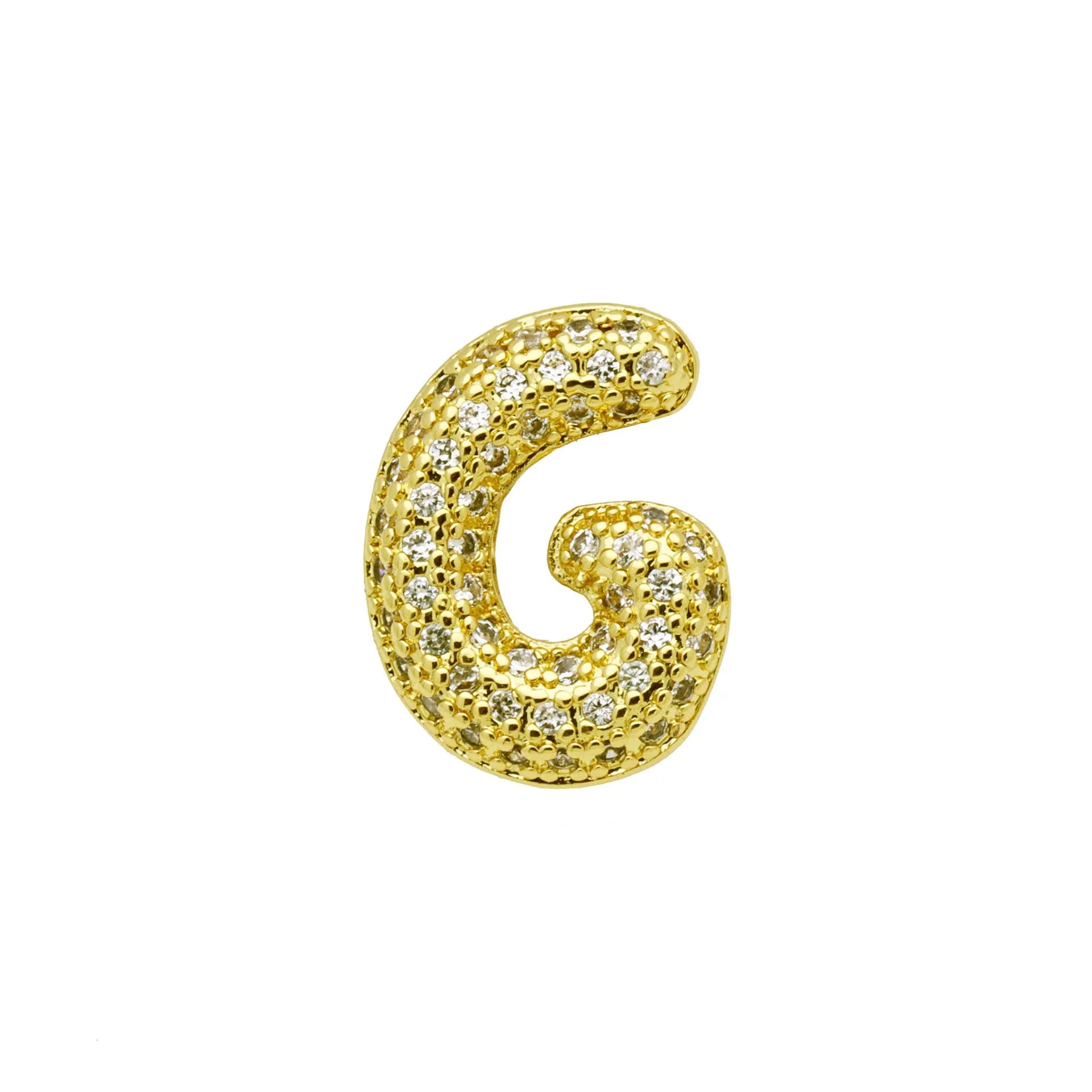 Copper letter bracelet with zirconium inlay showing detailed English character modelling in gold finish