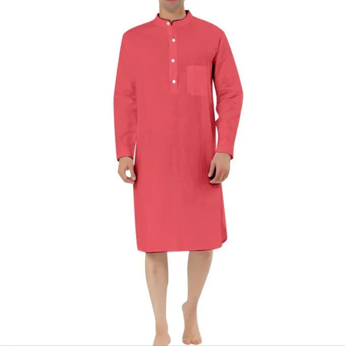 Men's cotton shirt robe with kangaroo pocket available in multiple colours and sizes