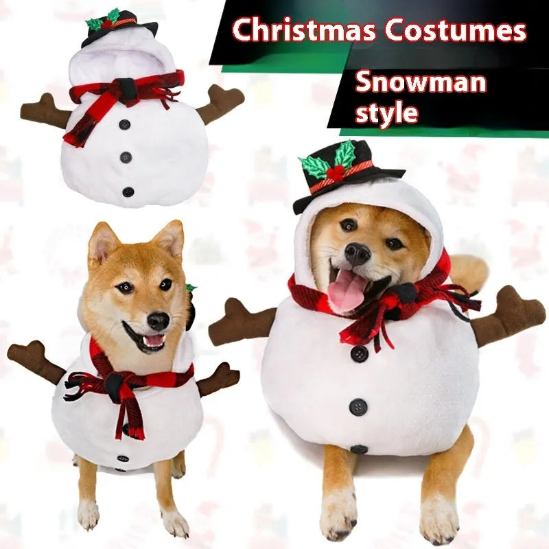 Christmas snowman costume outfit for dogs and cats in polyester material